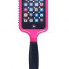 Perie de par plata Ionika Bling Brush Smartphone Pink cu icoane