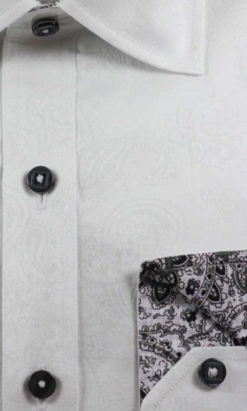 Camasa alba cu model paisley Marco Brunelli - detaliu