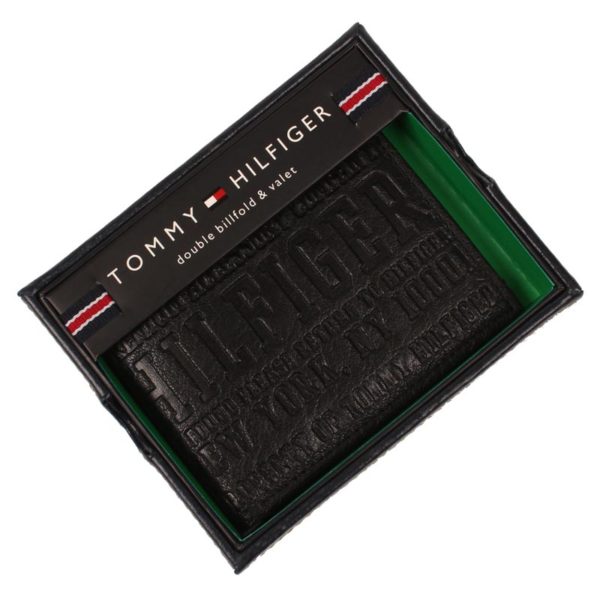 Portofel barbati Tommy Hilfiger Billfold Wallet piele naturala neagra in cutie cadou